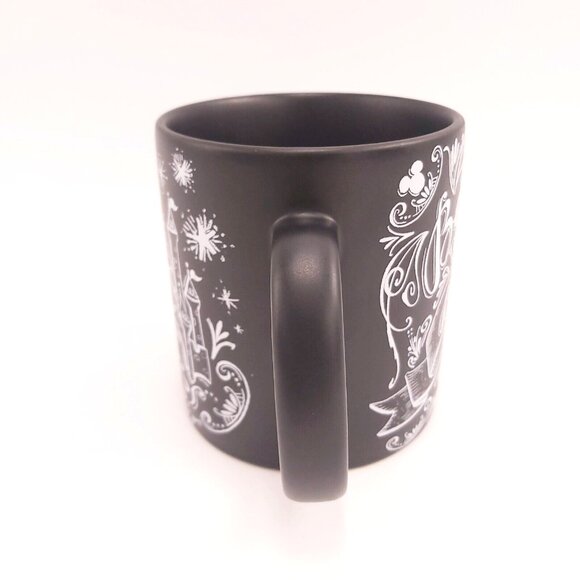 Disney Parks Black Chalkboard Mug Believe in Magic Be Our Guest Never Grow Up - Picture 4 of 9